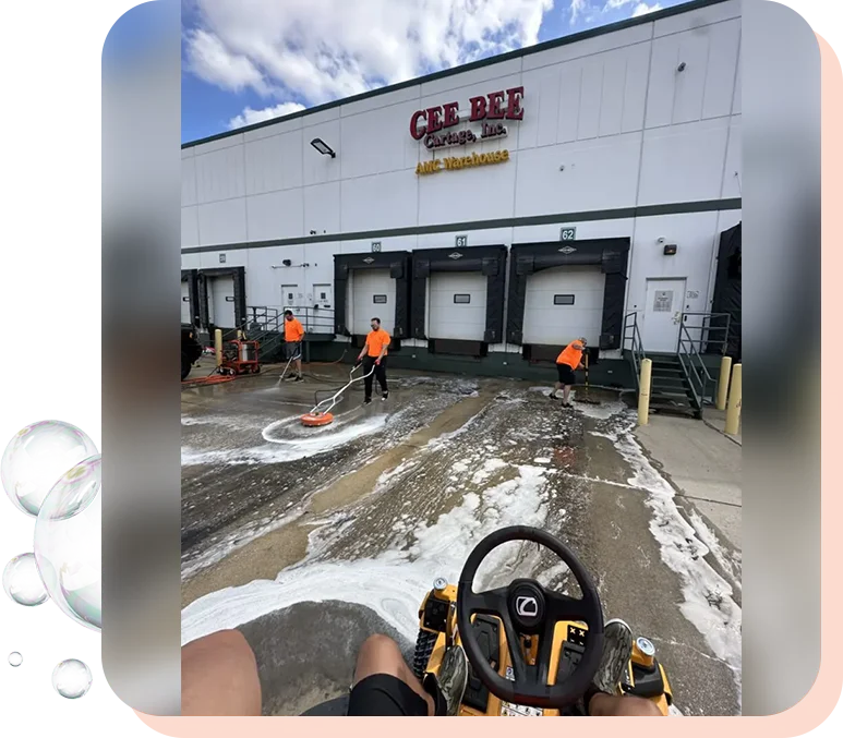 A group of people cleaning up snow outside.